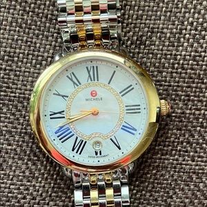 Michele Serein Mother of Pearl Dial Two-tone Watch